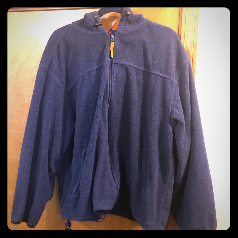 BASIC EDITIONS FLEECE HOODIE ZIPPER MEN EUC
